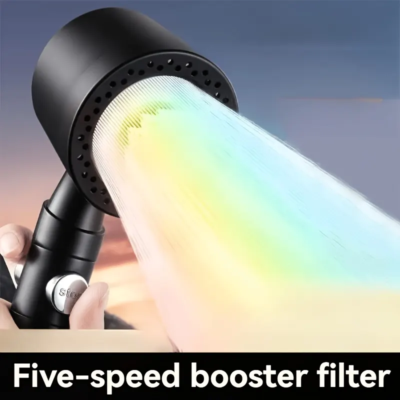 High-Pressure Limescale-Filter Shower Head with 5 Spray Modes