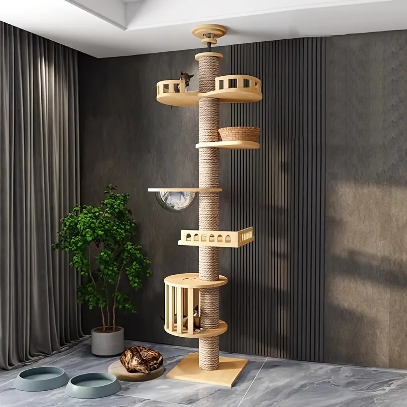 Scandinavian Cat Tree in Natural Sisal with Panoramic Capsule