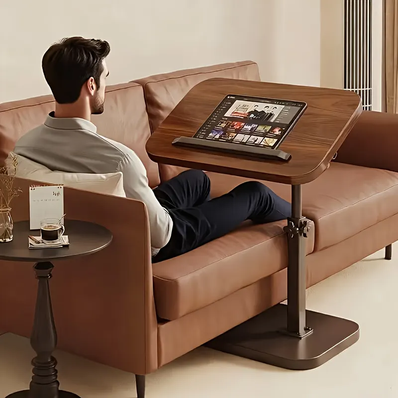 Foldable Solid Wood Sofa Armrest Tray - Clip-On Side Table