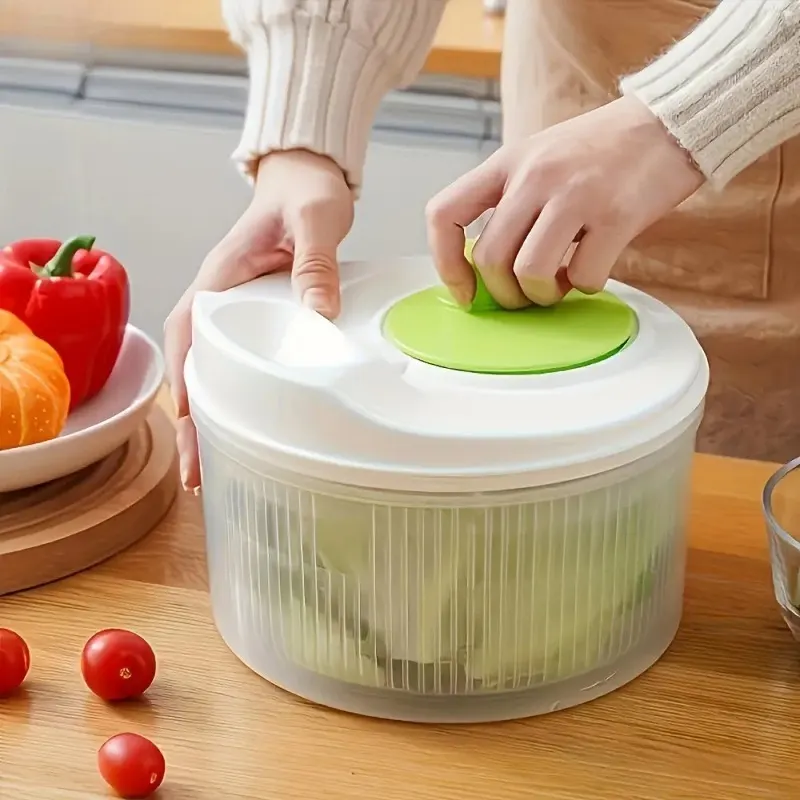 Large-Capacity Salad Spinner with Stop Button & Multifunction Bowl-Colander