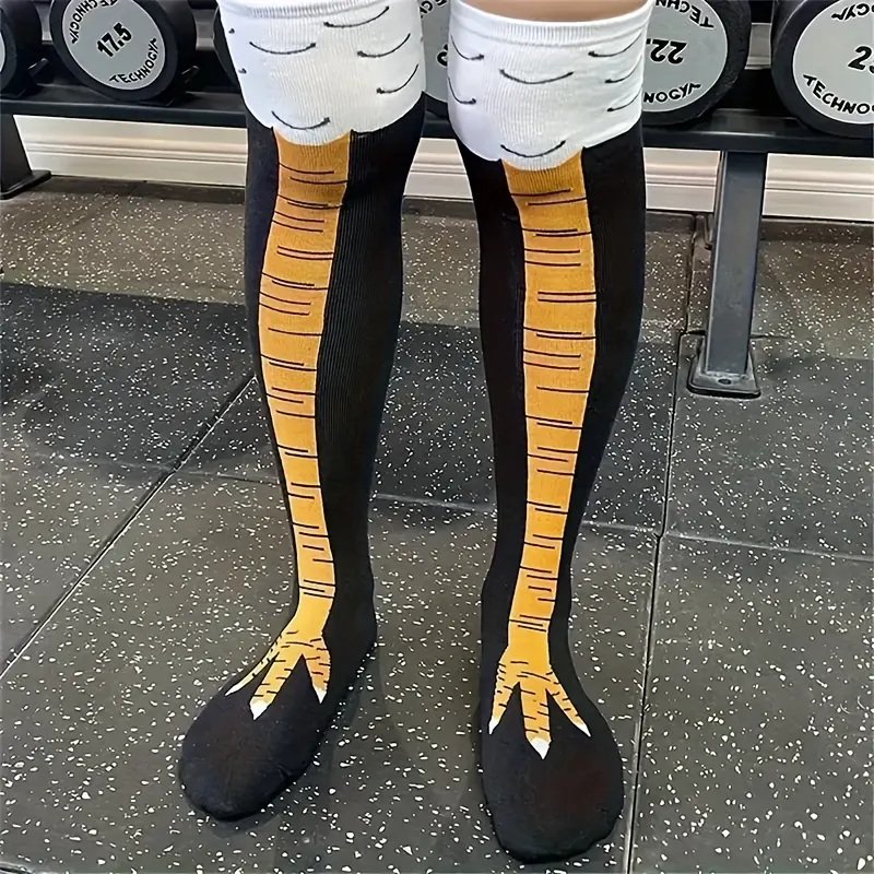 Funny Chicken Legs High Socks - Optical Illusion Cosplay & Humor