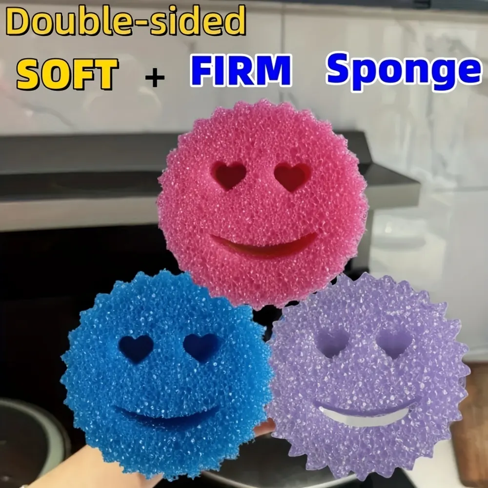Set of 3 Double-Sided Non-Scratch Washing-Up Sponges