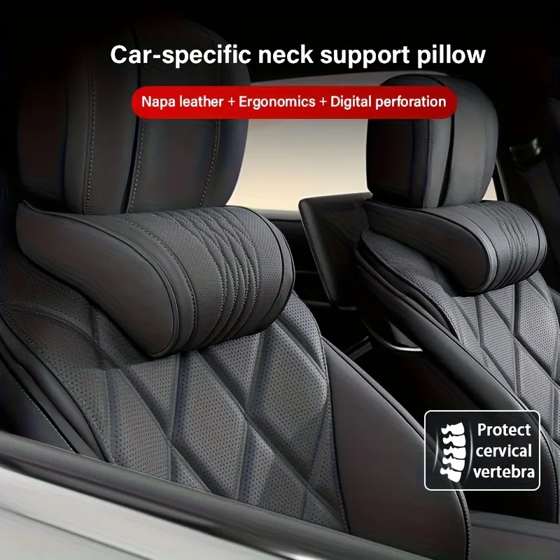 Nappa Leather Car Headrest Cushion – Neck Support