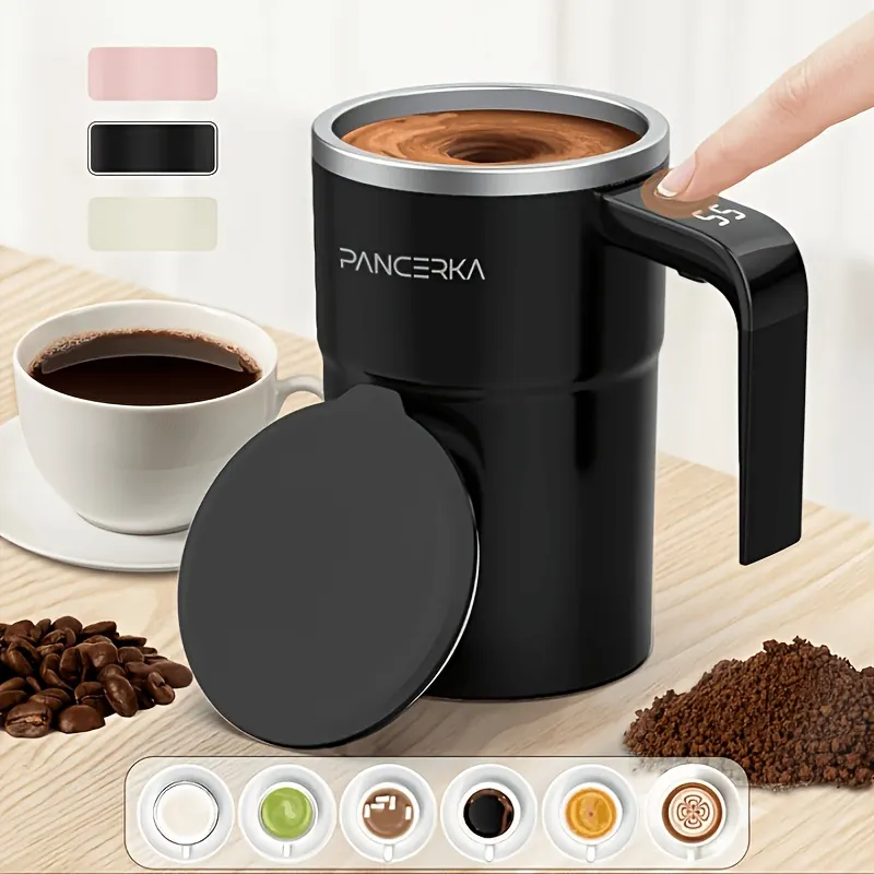 Self-Stirring Magnetic Mug with LED Temperature Display