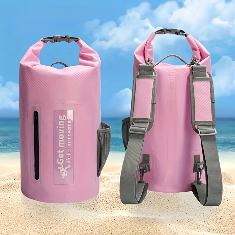 Waterproof Dry Bag 10L / 20L, Carbon-Fibre Look – Swimming, Camping & Hiking