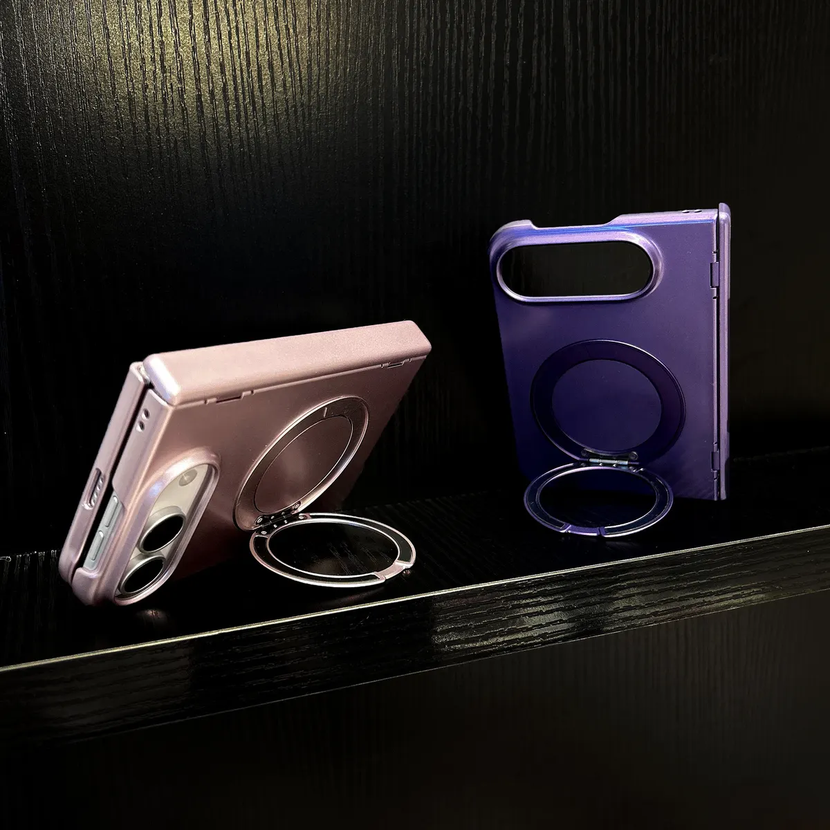 iPhone Fold Matte Case with Magnetic Ring & Rotating Stand, Ultra-Thin