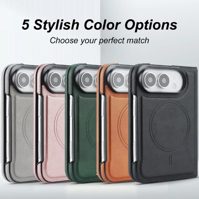 iPhone Fold Faux Leather Case with Magnetic Side Clasp